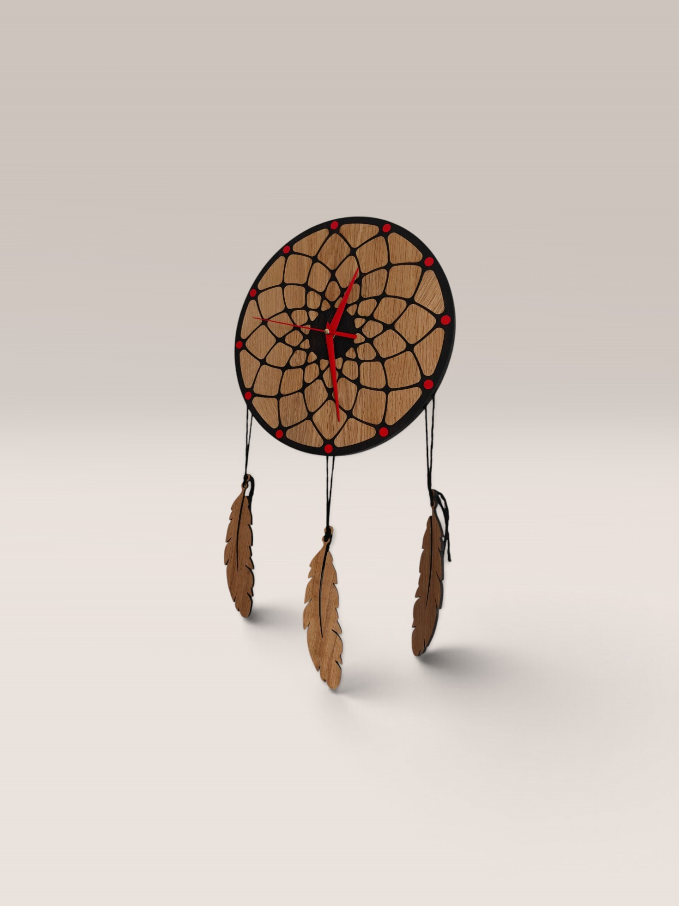 Дерев’яний настінний годинник DREAMORA у стилі Dreamcatcher